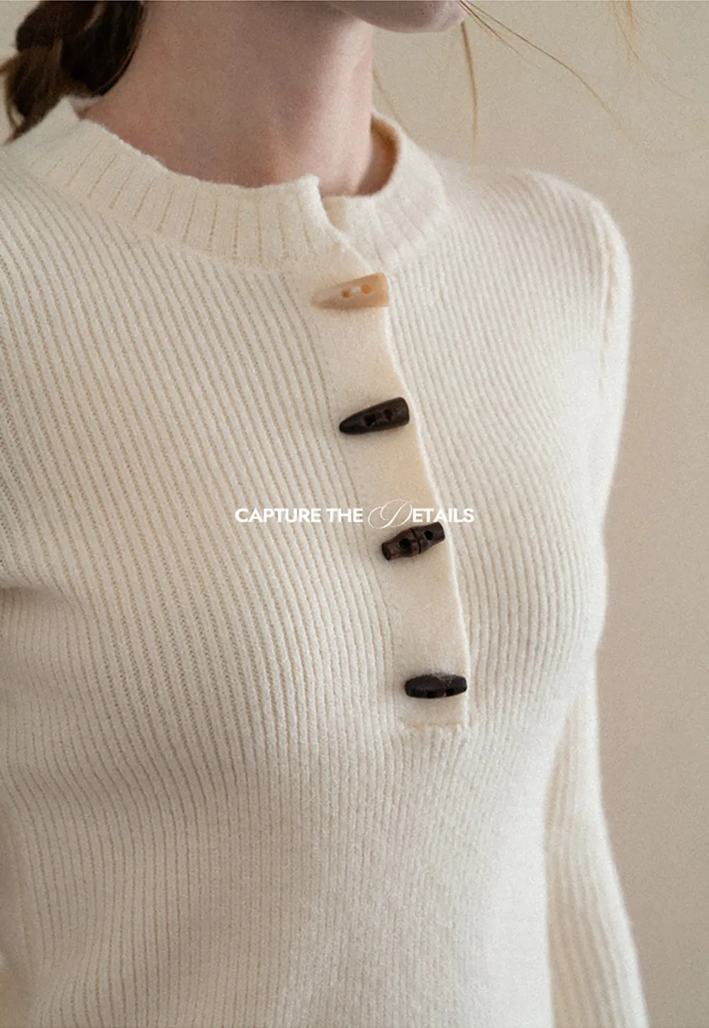 Ribbed Knit Henley Button Front Sweater