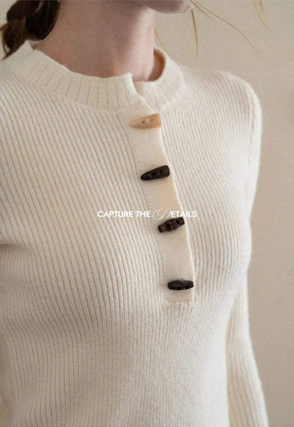 Ribbed Knit Henley Button Front Sweater