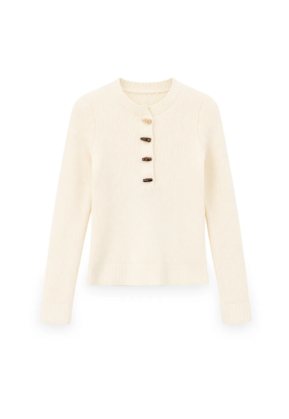 Ribbed Knit Henley Button Front Sweater