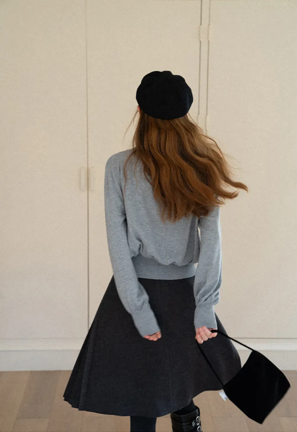 High Neck Pleated Detail Woolen Knit Sweater
