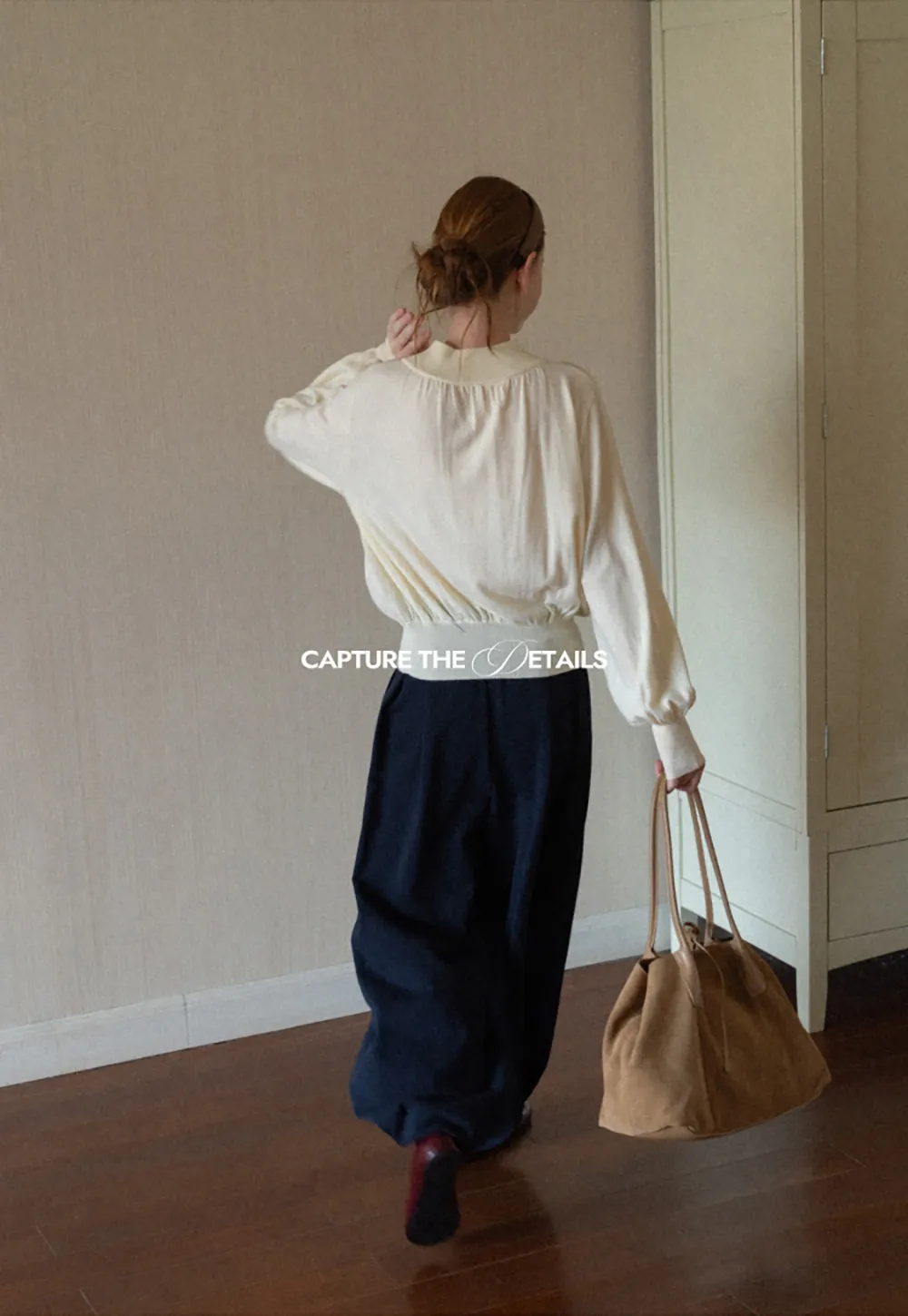 High Neck Pleated Detail Woolen Knit Sweater