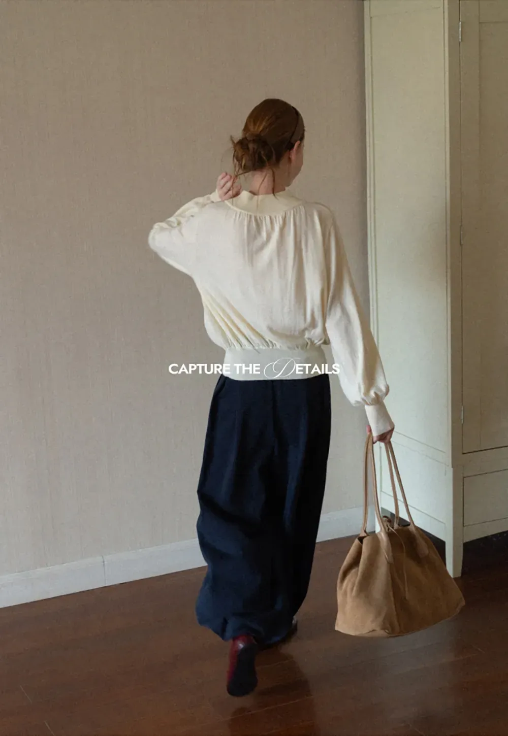 High Neck Pleated Detail Woolen Knit Sweater