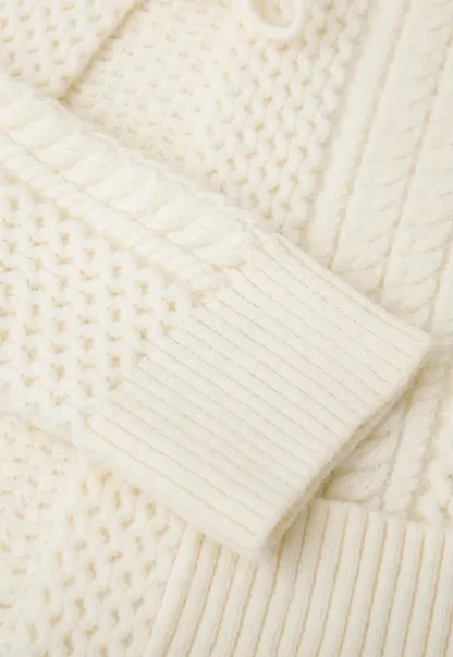 Cropped Collar Knit Sweater with Drawstring Detail