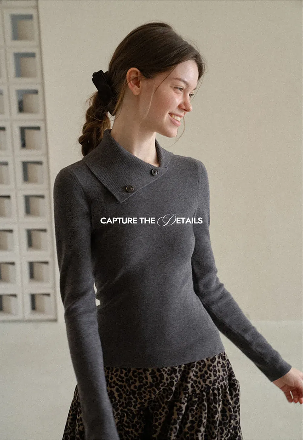 Asymmetrical Collar Wool Knit Sweater