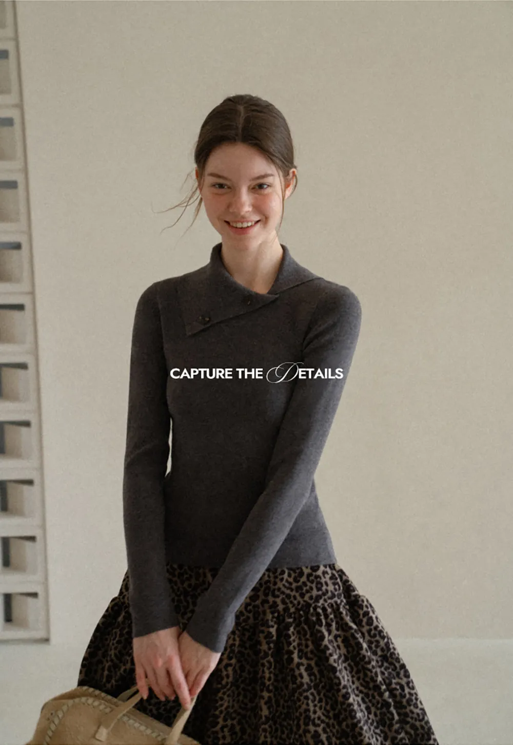 Asymmetrical Collar Wool Knit Sweater