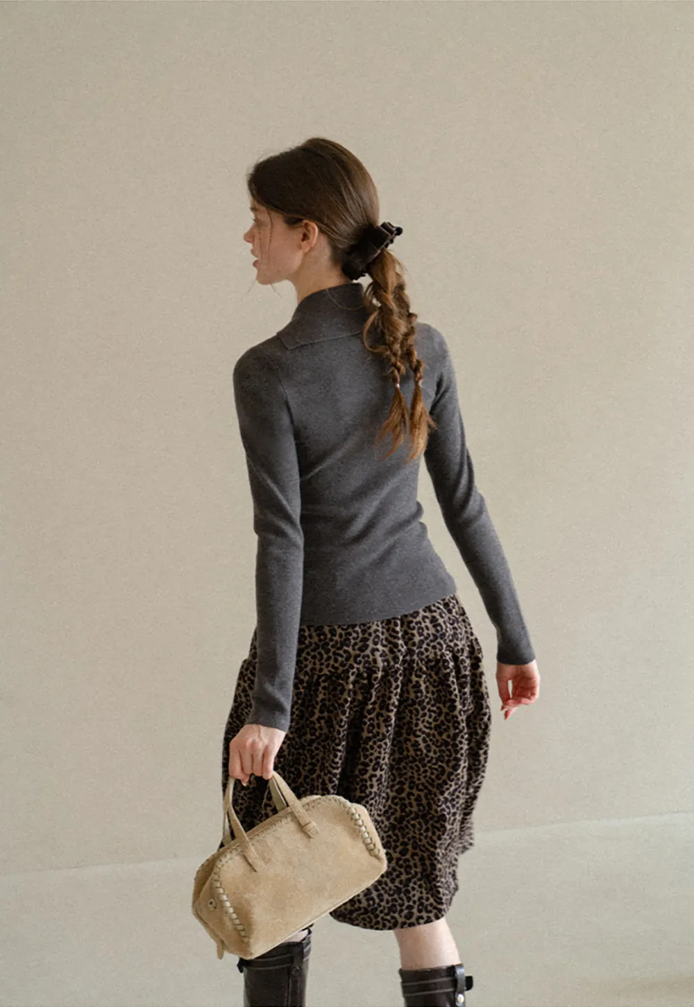 Asymmetrical Collar Wool Knit Sweater