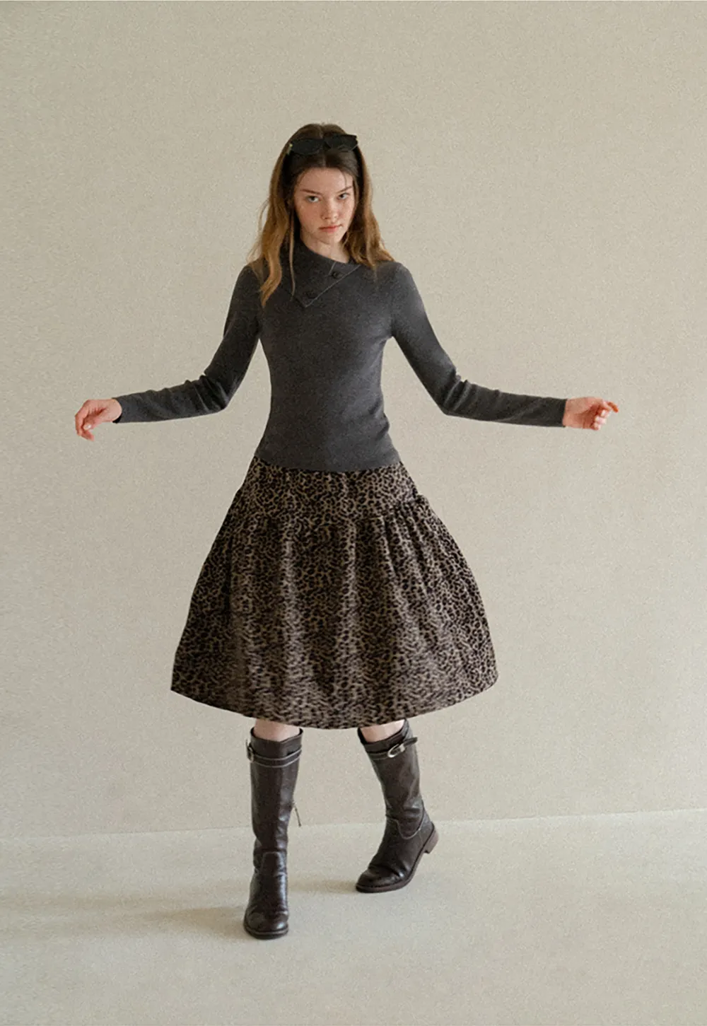 Asymmetrical Collar Wool Knit Sweater