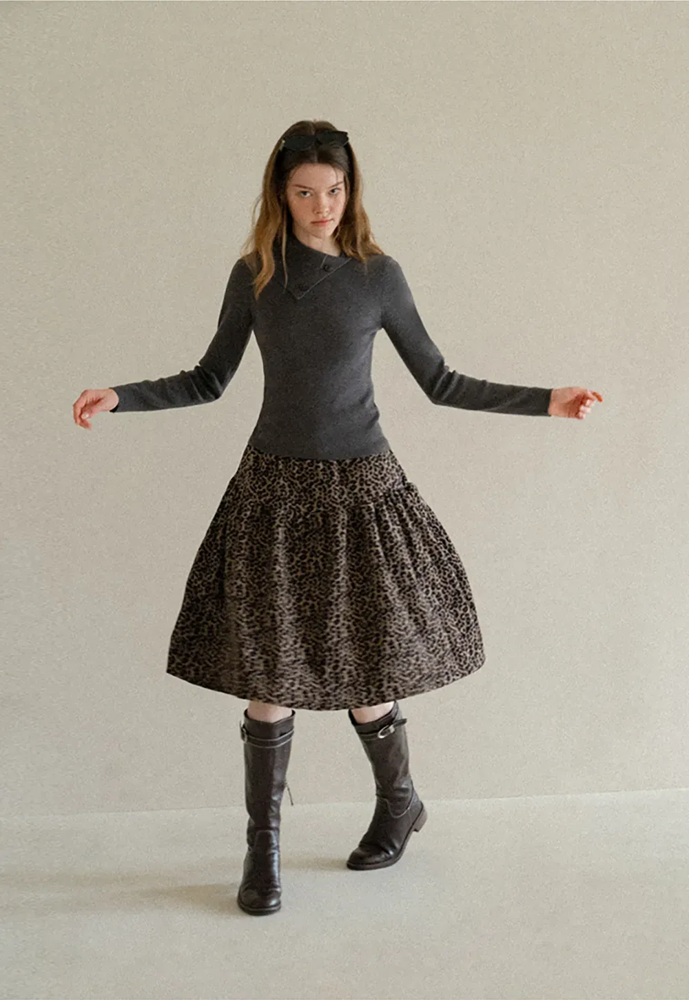 Asymmetrical Collar Wool Knit Sweater