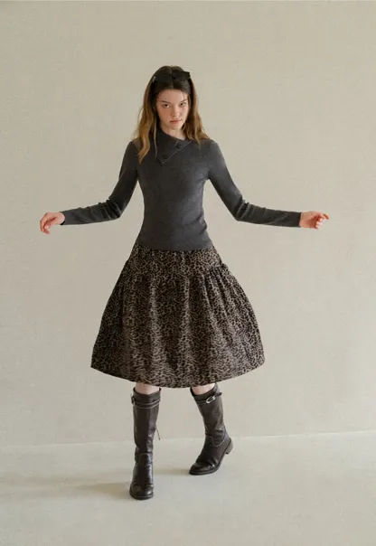 Asymmetrical Collar Wool Knit Sweater