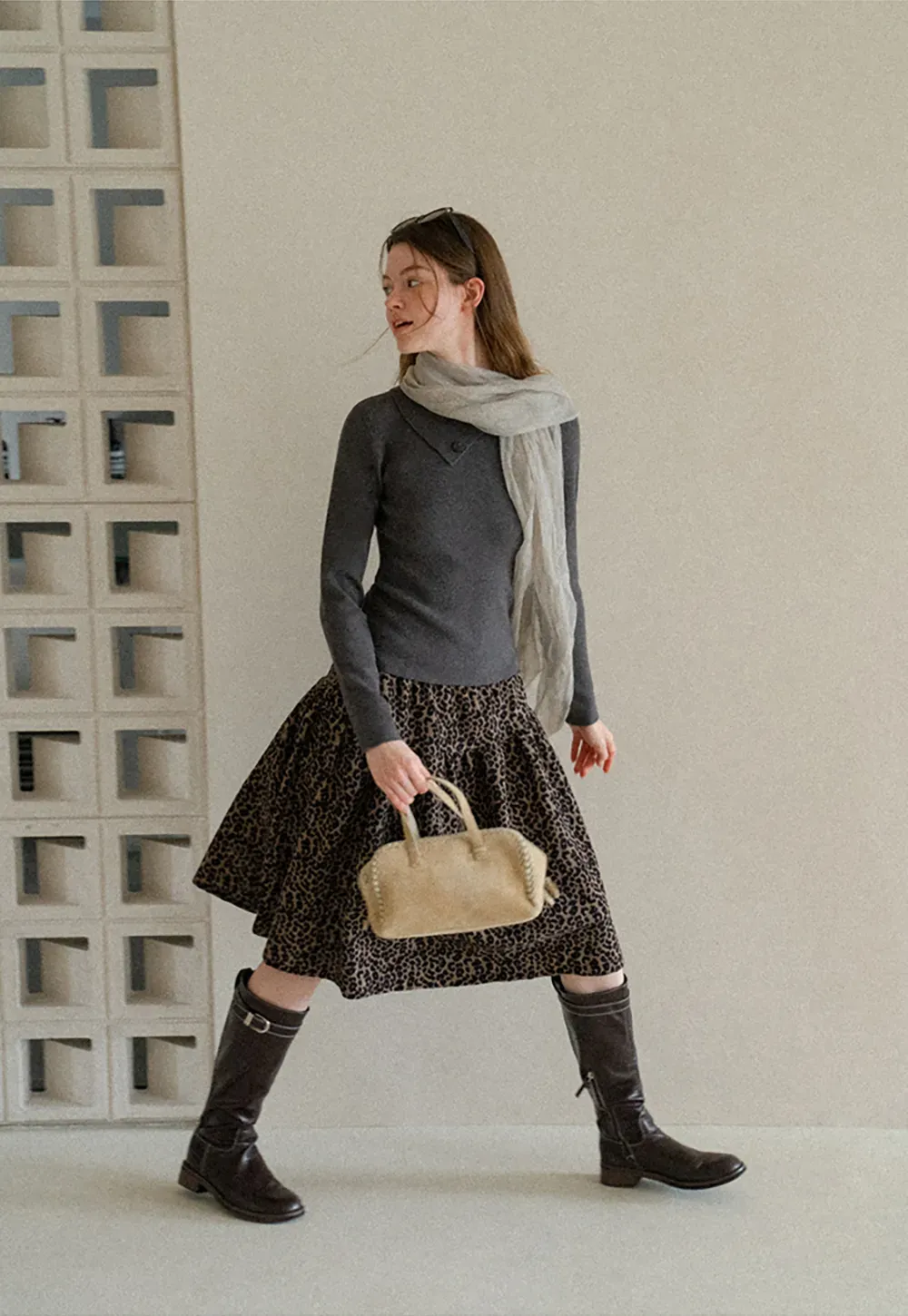 Asymmetrical Collar Wool Knit Sweater