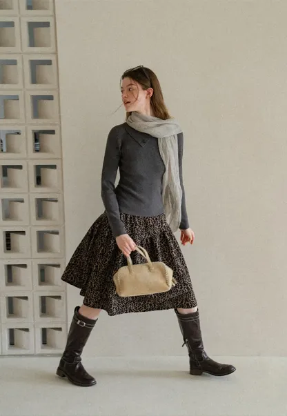 Asymmetrical Collar Wool Knit Sweater