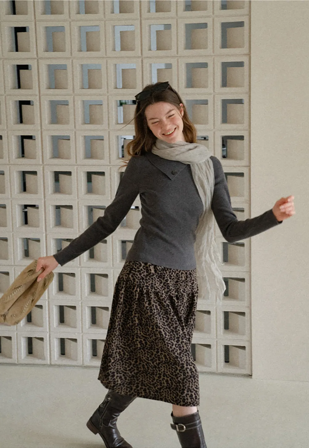 Asymmetrical Collar Wool Knit Sweater