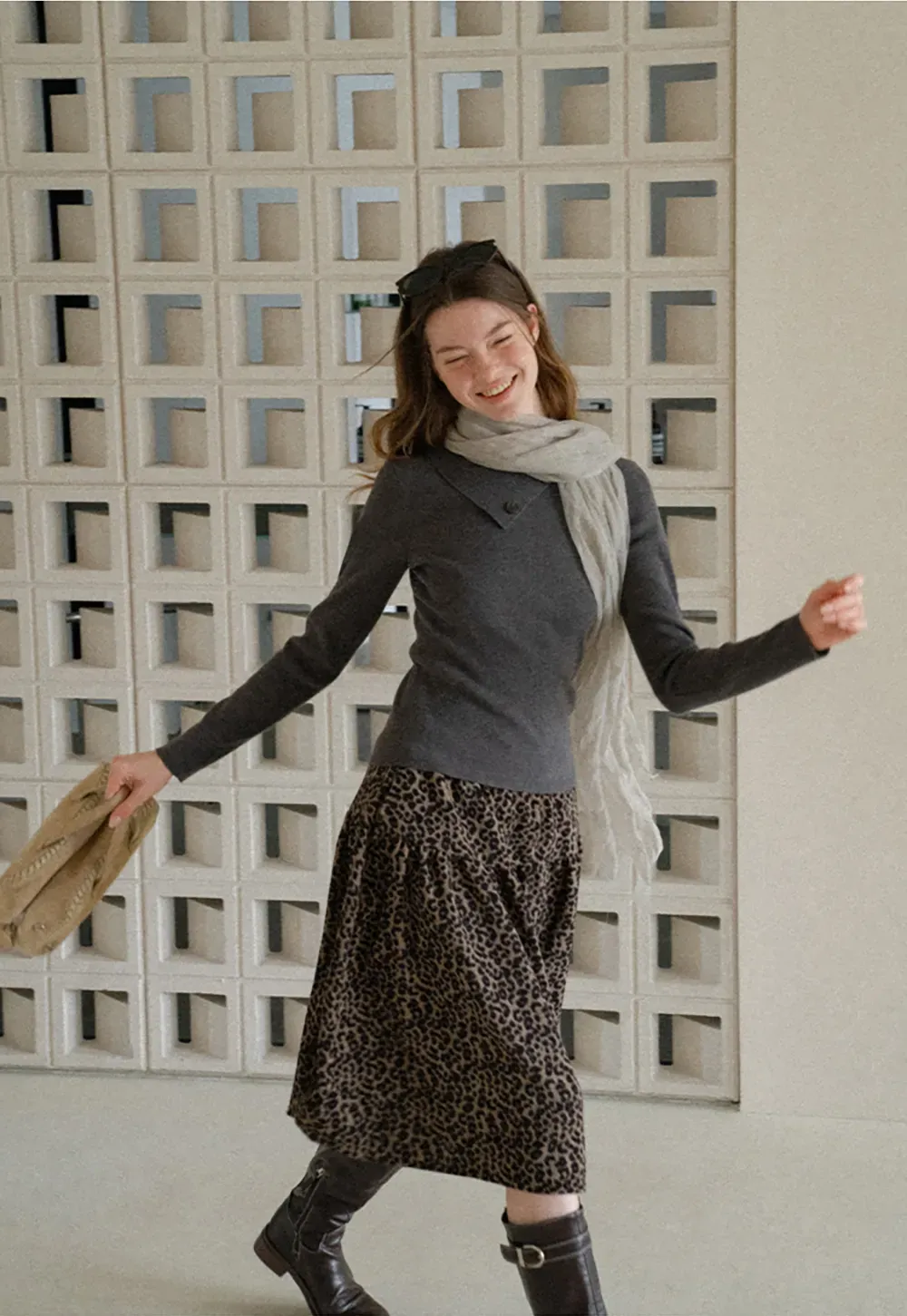 Asymmetrical Collar Wool Knit Sweater