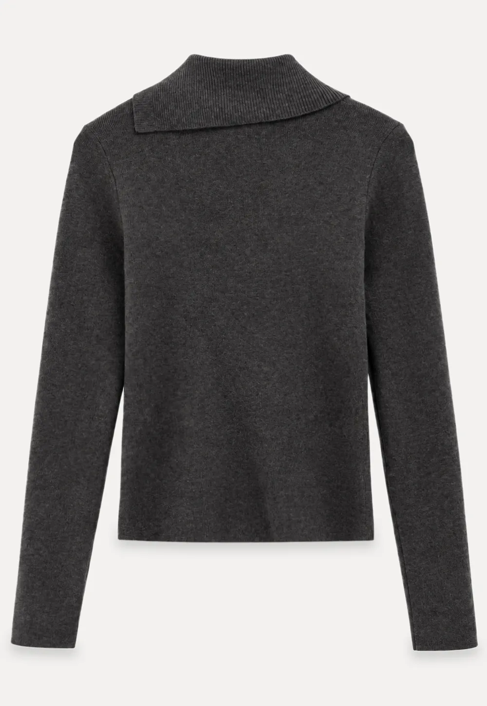 Asymmetrical Collar Wool Knit Sweater