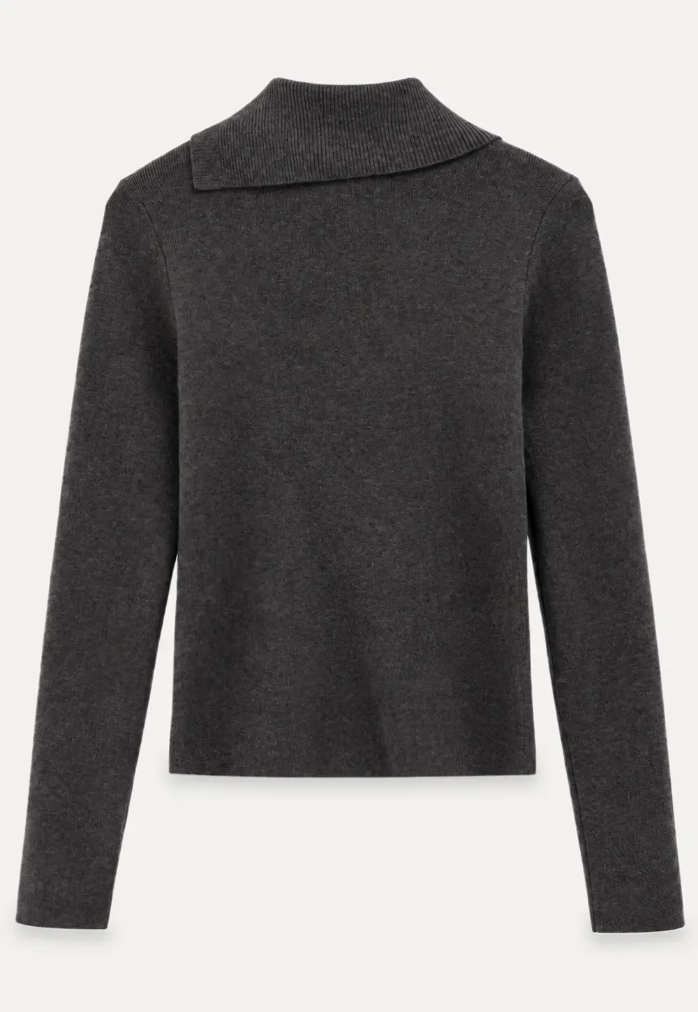 Asymmetrical Collar Wool Knit Sweater