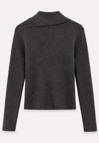 Asymmetrical Collar Wool Knit Sweater
