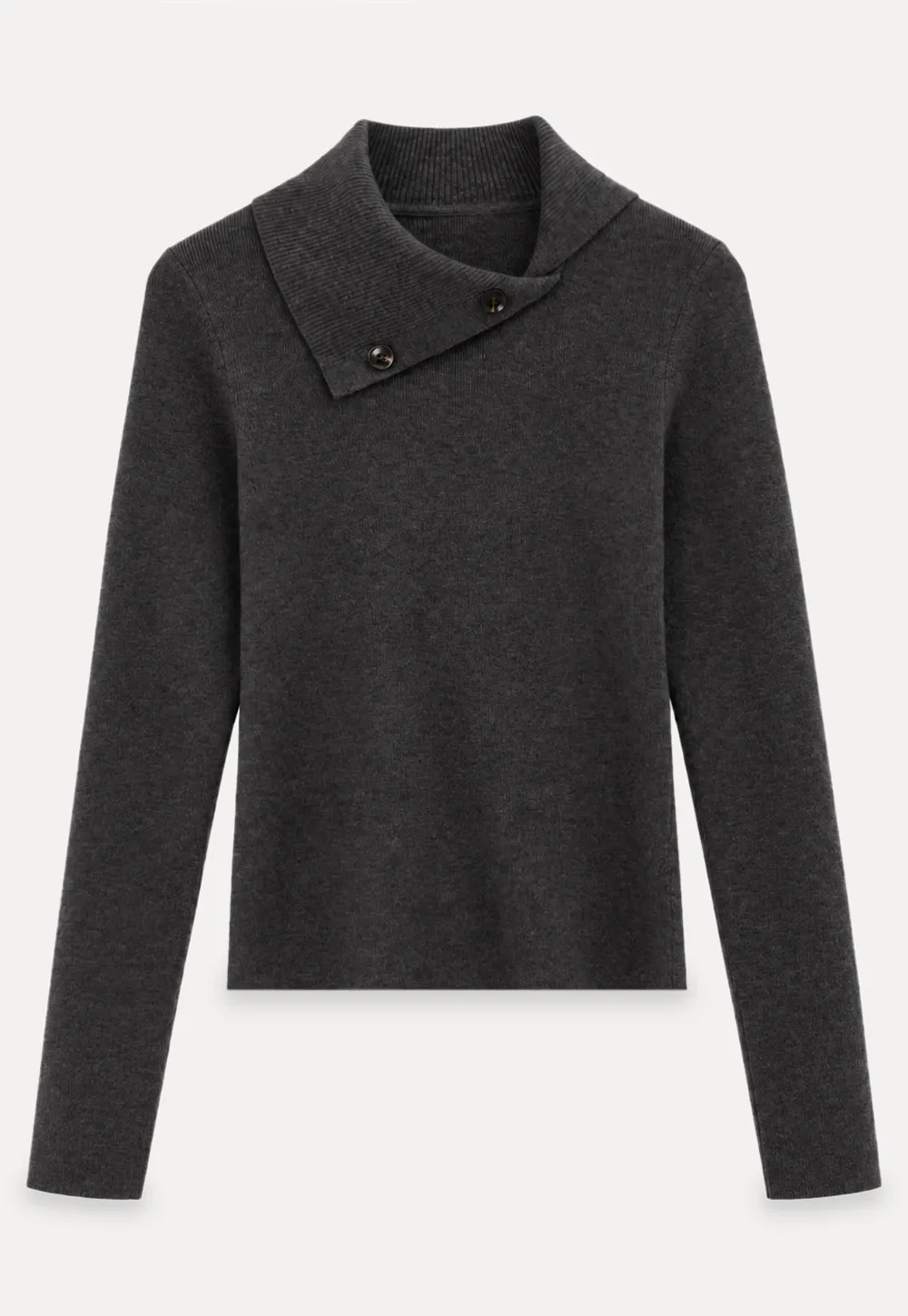 Asymmetrical Collar Wool Knit Sweater