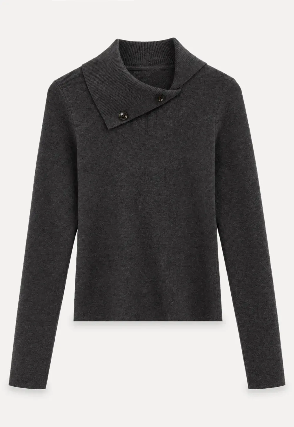 Asymmetrical Collar Wool Knit Sweater