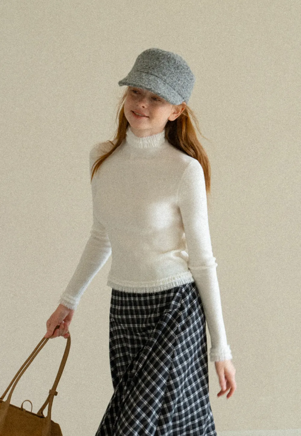 High Neck Ribbed Knit Woolen Sweater