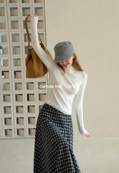 High Neck Ribbed Knit Woolen Sweater