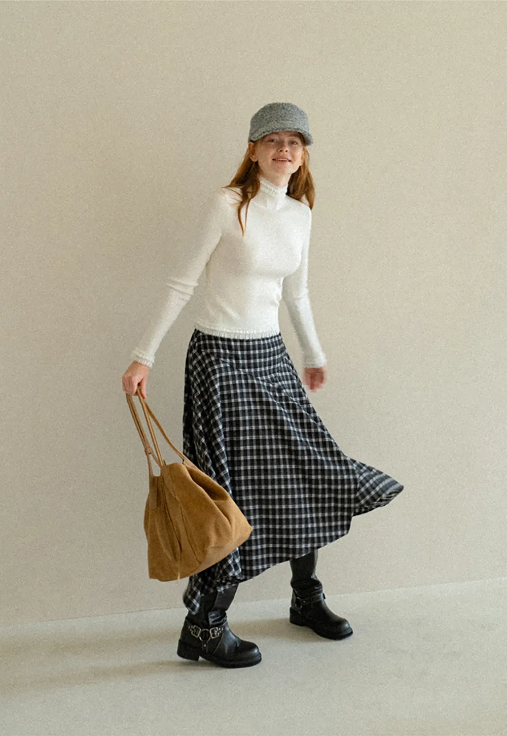 High Neck Ribbed Knit Woolen Sweater
