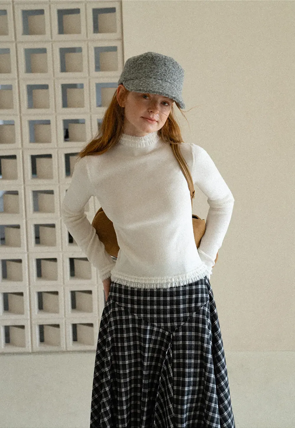 High Neck Ribbed Knit Woolen Sweater