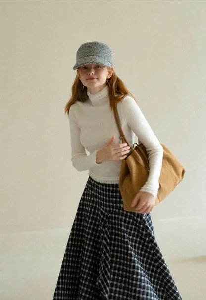 High Neck Ribbed Knit Woolen Sweater