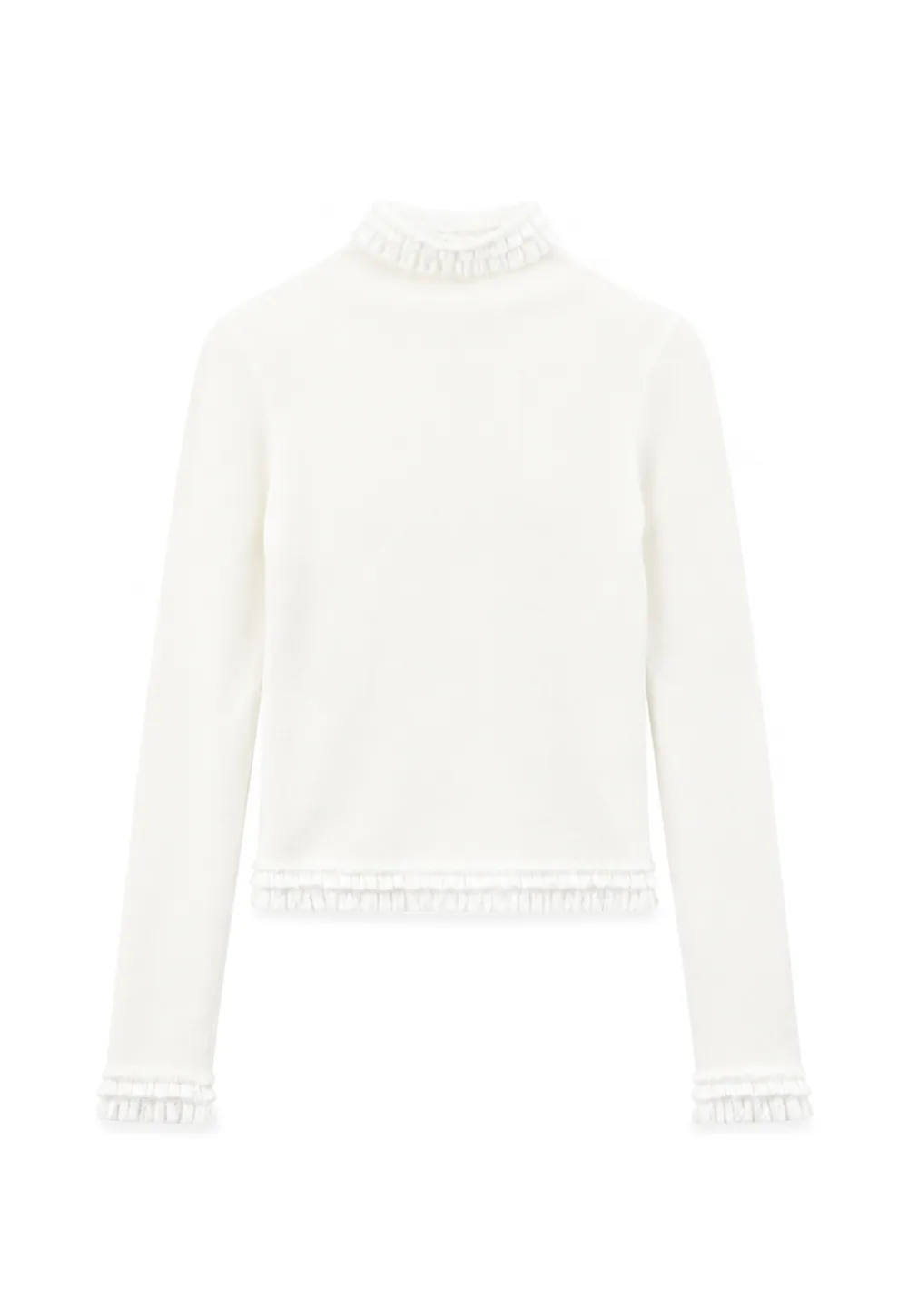 High Neck Ribbed Knit Woolen Sweater