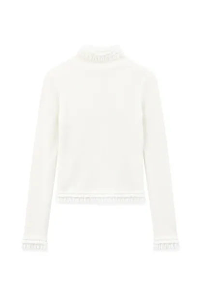 High Neck Ribbed Knit Woolen Sweater
