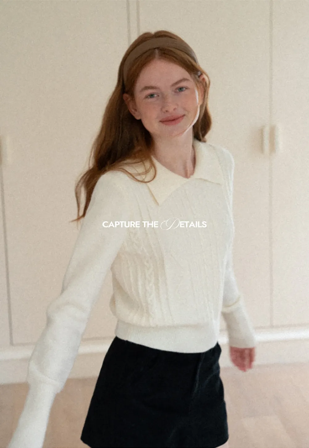 Cable Knit Collared Long Sleeve Woolen Knit Sweater