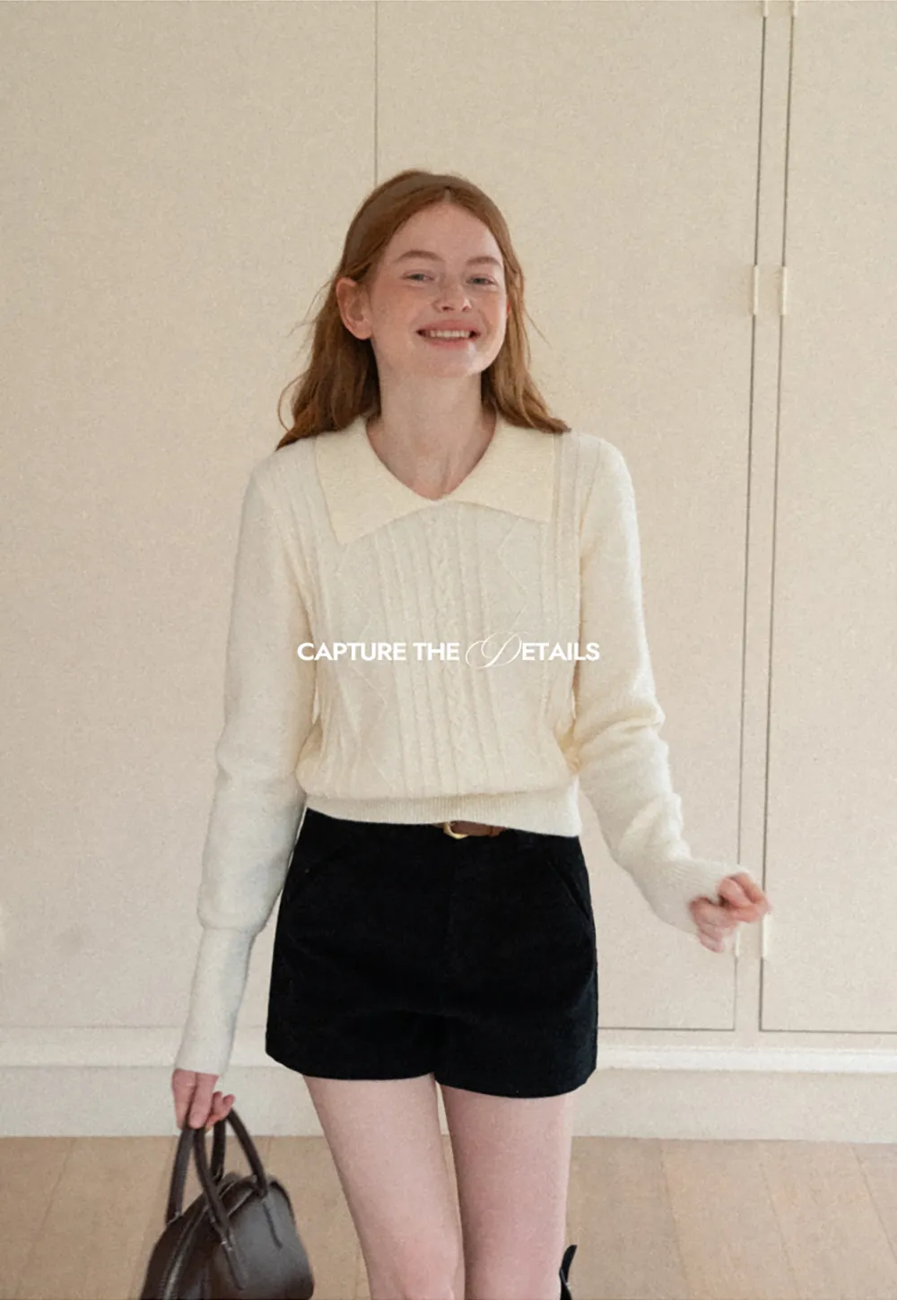 Cable Knit Collared Long Sleeve Woolen Knit Sweater