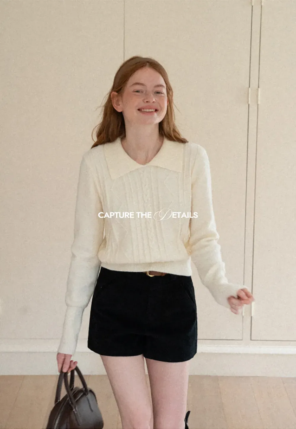 Cable Knit Collared Long Sleeve Woolen Knit Sweater