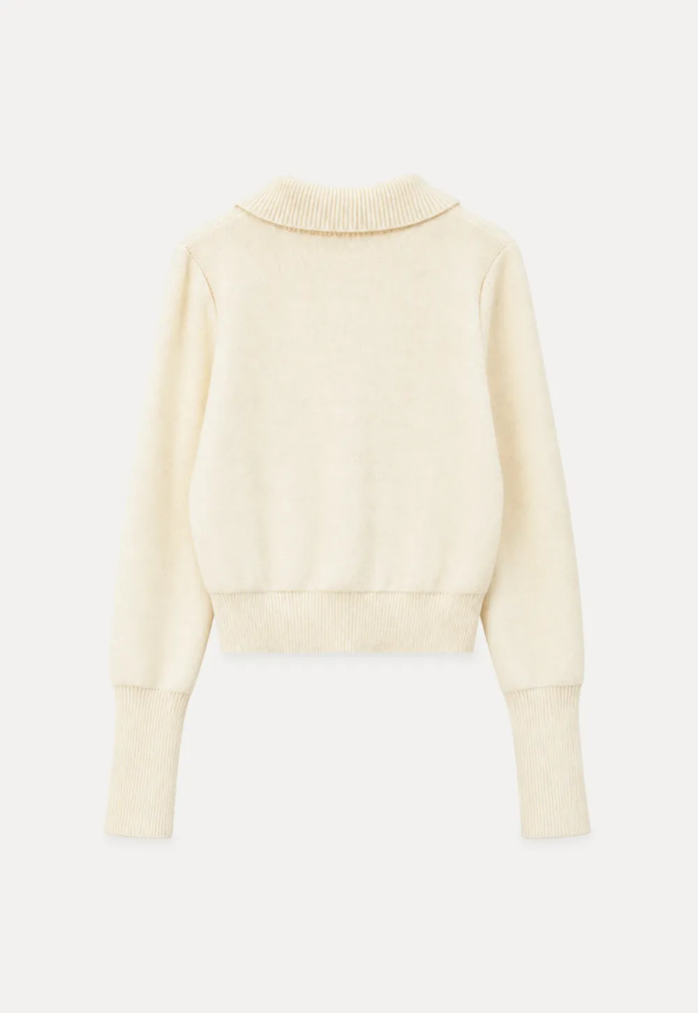 Cable Knit Collared Long Sleeve Woolen Knit Sweater