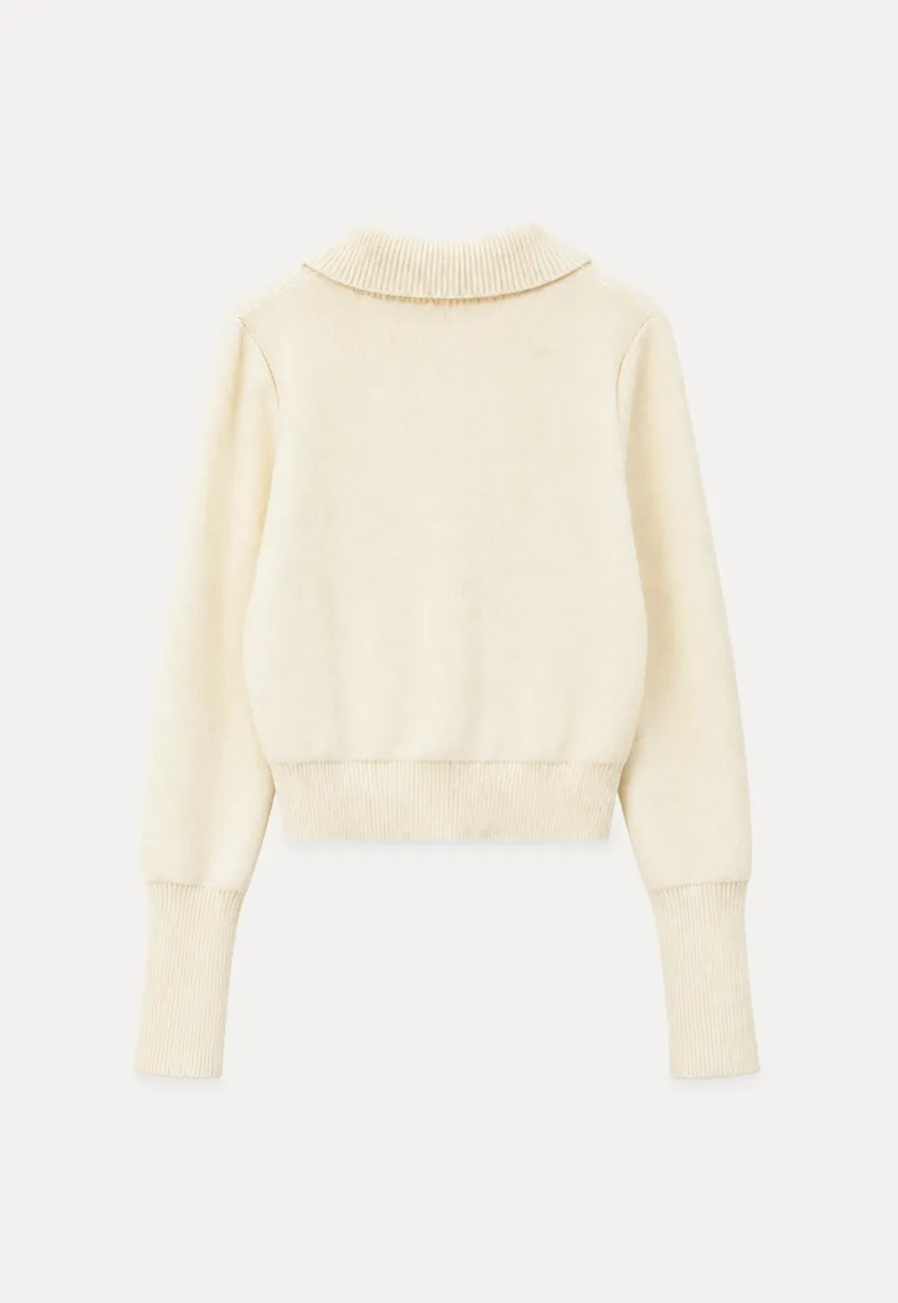 Cable Knit Collared Long Sleeve Woolen Knit Sweater