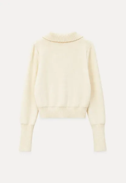 Cable Knit Collared Long Sleeve Woolen Knit Sweater