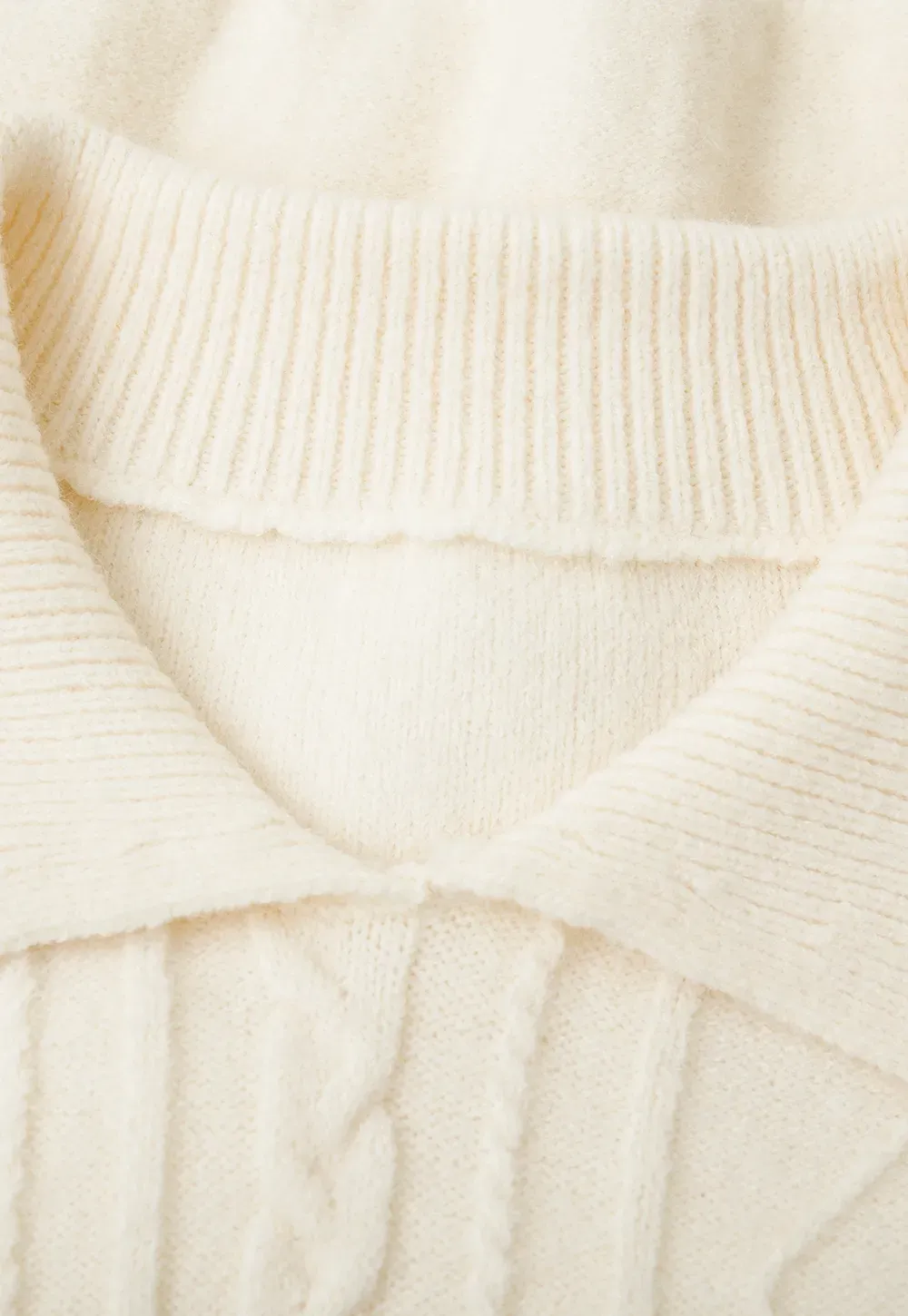 Cable Knit Collared Long Sleeve Woolen Knit Sweater