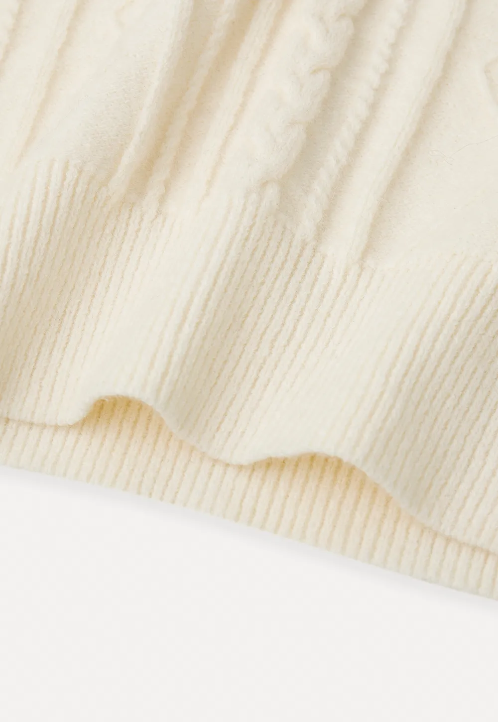 Cable Knit Collared Long Sleeve Woolen Knit Sweater