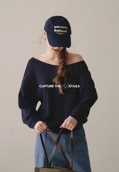Off Shoulder Asymmetrical Knit Sweater
