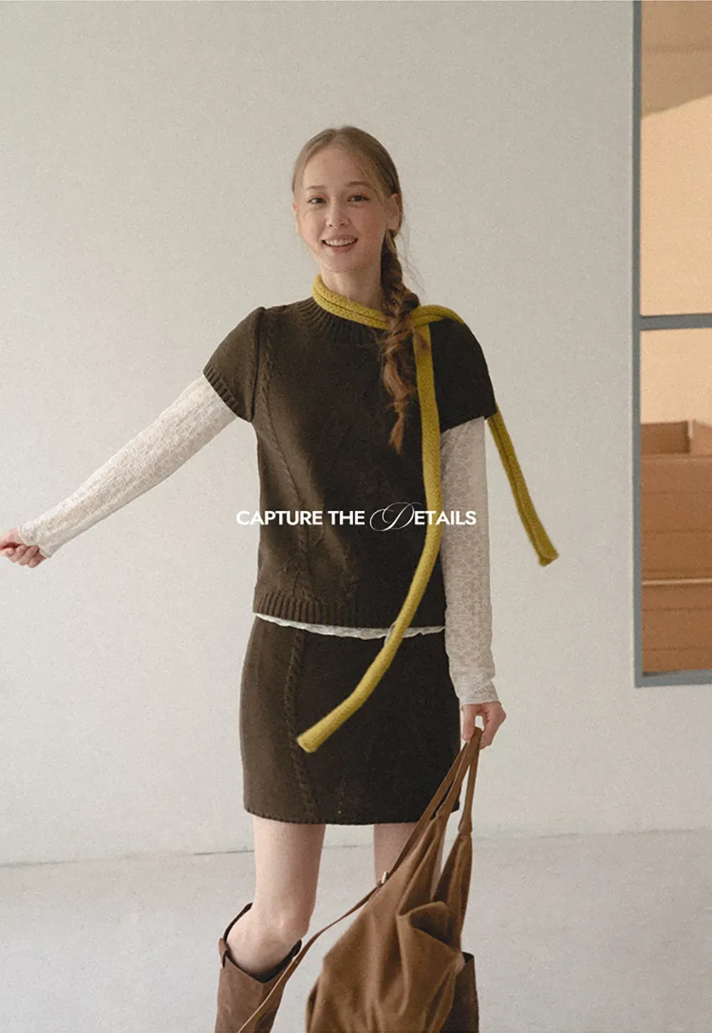 Ribbed Knit Sleeveless Sweater with Lace Trim