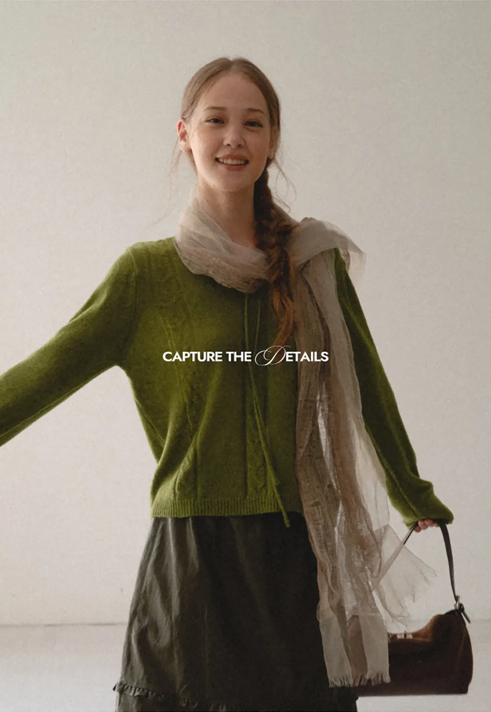 V Neck Drawstring Detail Woolen Knit Sweater