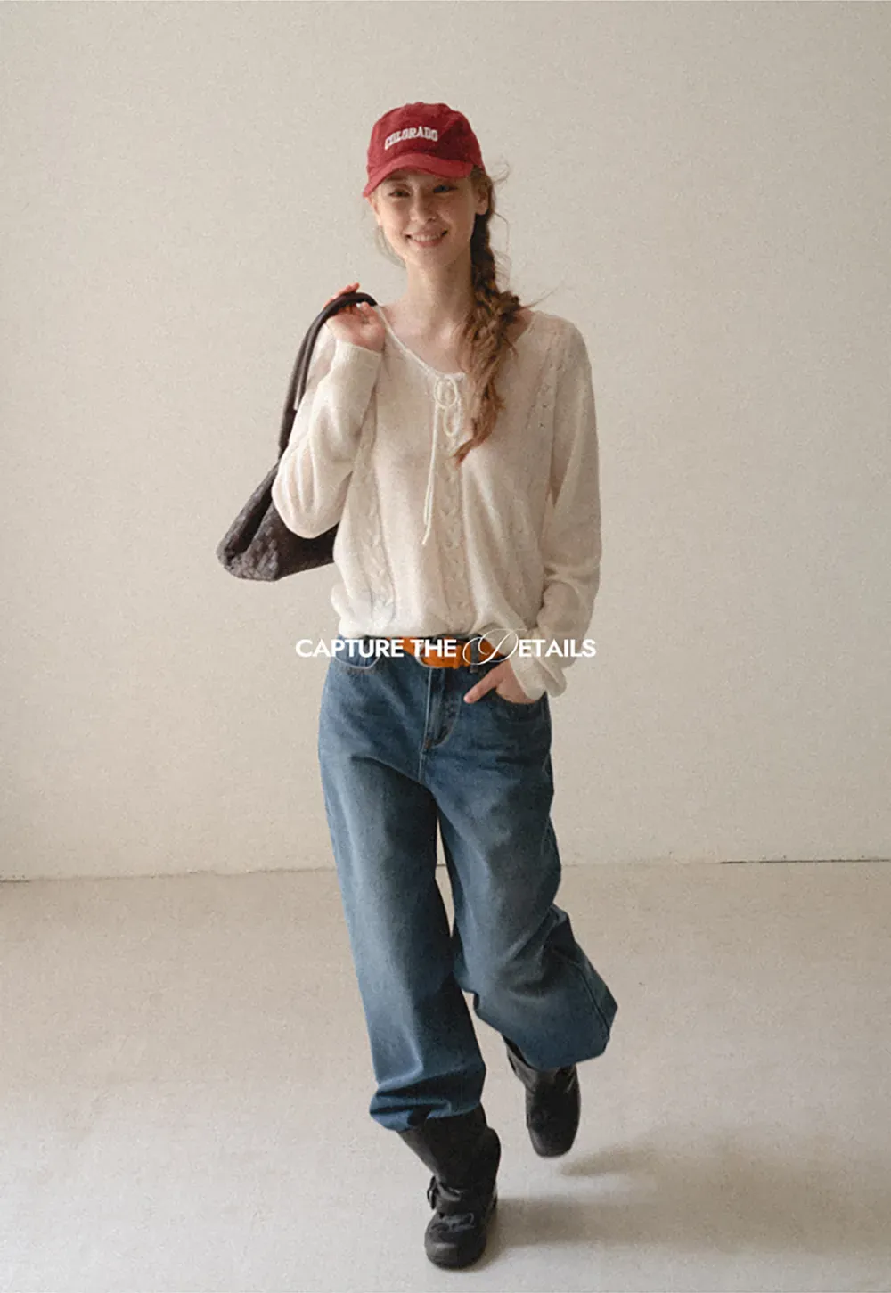 V Neck Drawstring Detail Woolen Knit Sweater