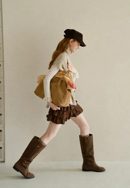 High Neck Belted Oversized Wool Knit Sweater