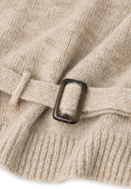 High Neck Belted Oversized Wool Knit Sweater