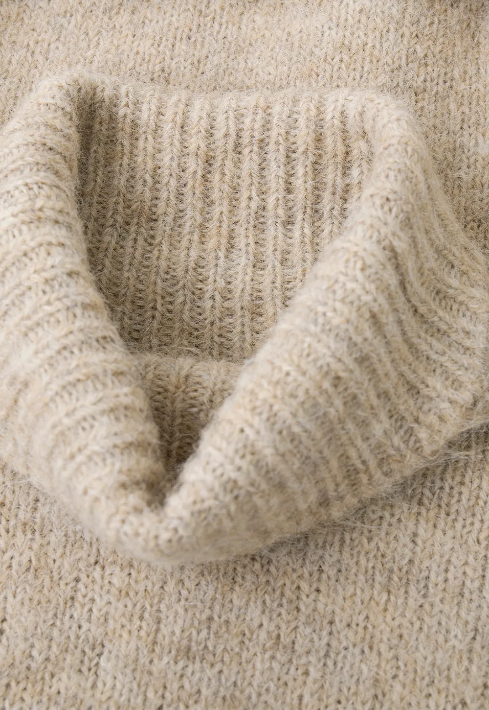 High Neck Belted Oversized Wool Knit Sweater