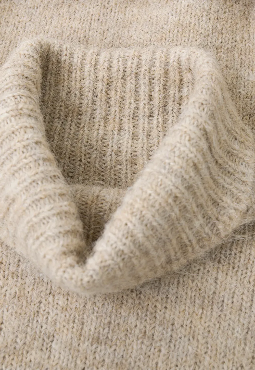 High Neck Belted Oversized Wool Knit Sweater