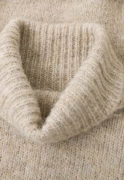 High Neck Belted Oversized Wool Knit Sweater