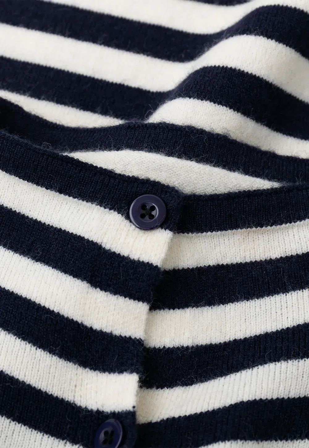 Striped Ribbed Knit Cardigan with Stand Collar