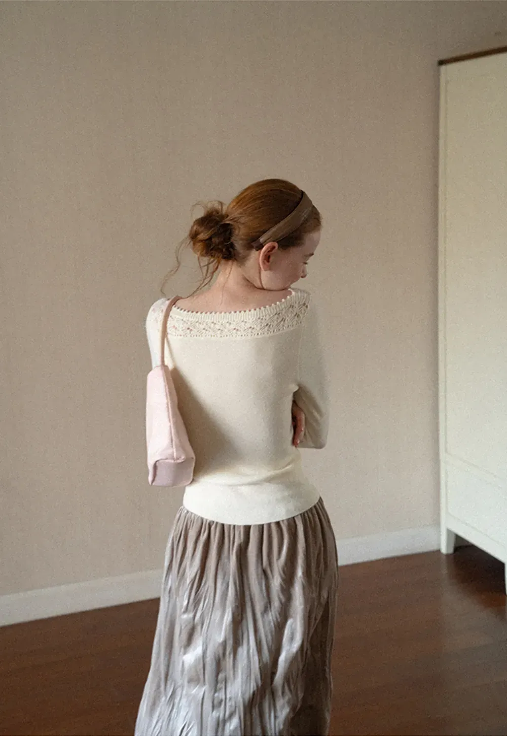 Lace Trim Ribbed Neck Knit Sweater