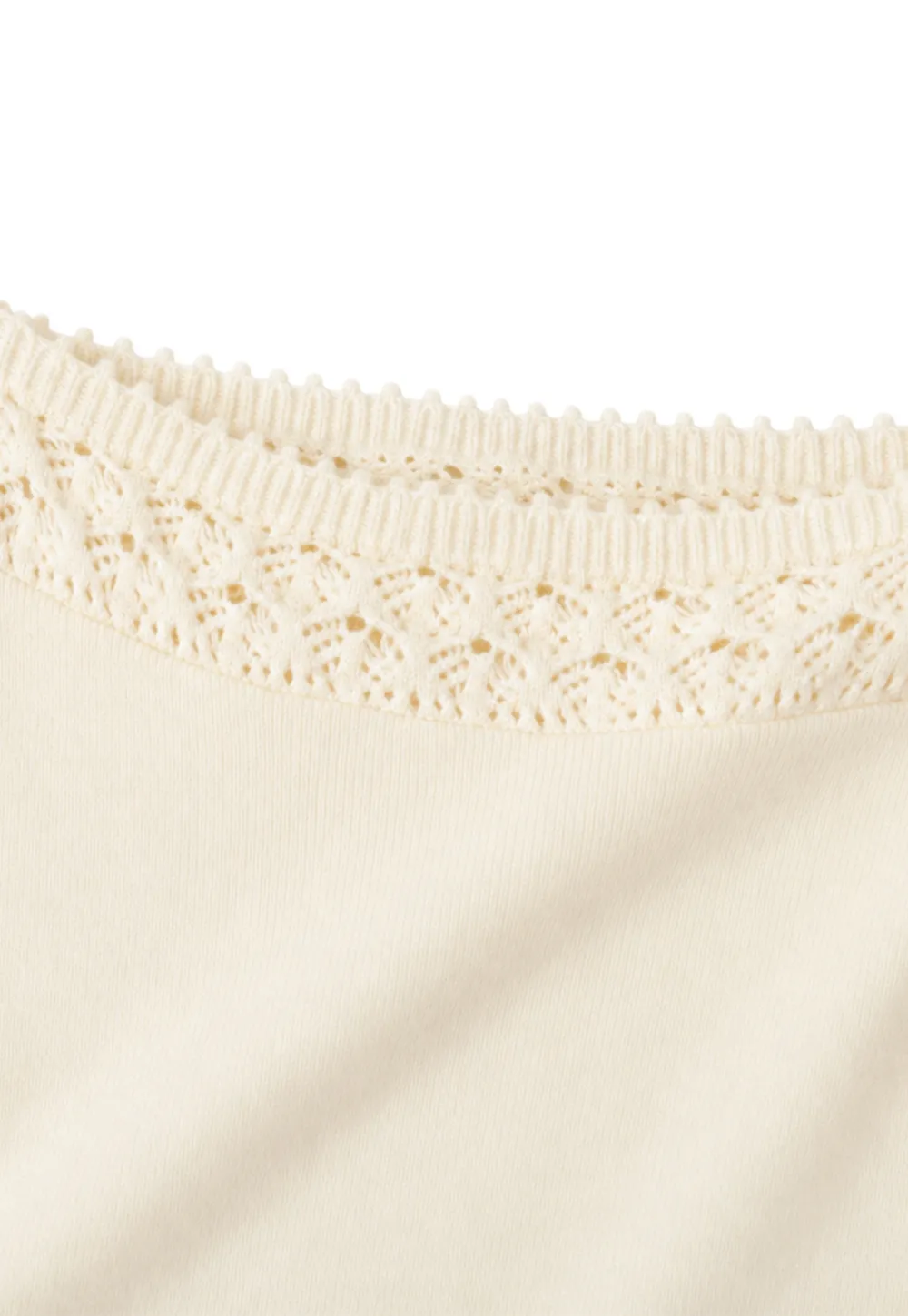 Lace Trim Ribbed Neck Knit Sweater