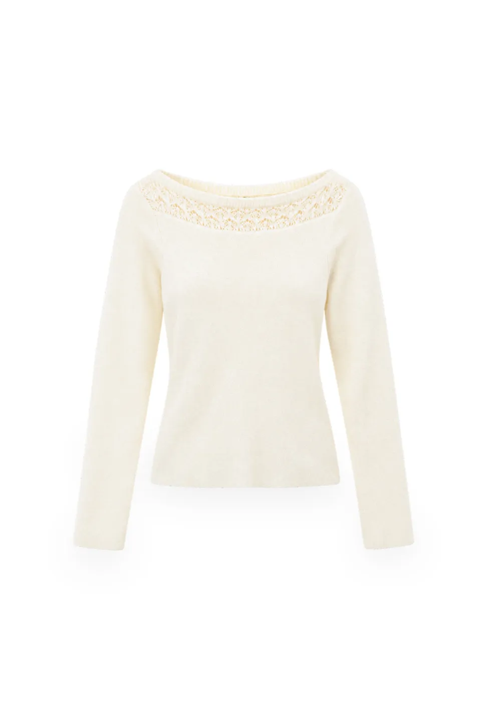 Lace Trim Ribbed Neck Knit Sweater